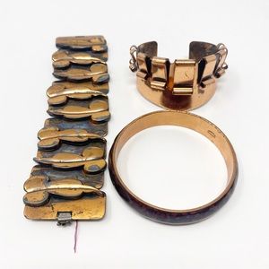 684 Set of Monet Renoir Copper and Enamel Bracelets